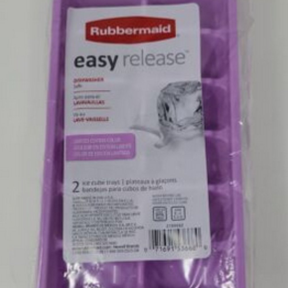 Rubbermaid Easy Release Purple Ice Cube Trays Set of 2. Each Tray Holds 16 Cubes